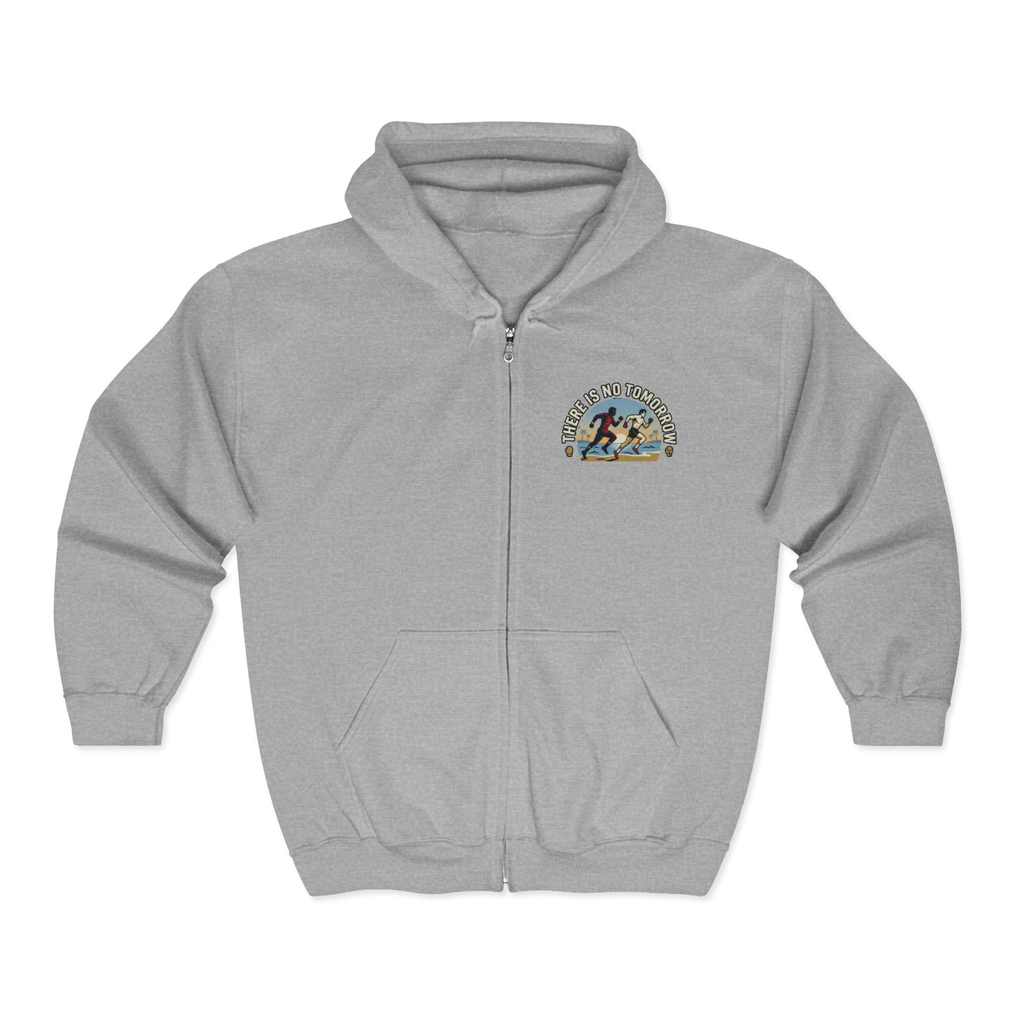 "There Is No Tomorrow" Underdog Montage Full- Zip Hoodie - Retro Fitness Training Full-Zip Sweatshirt