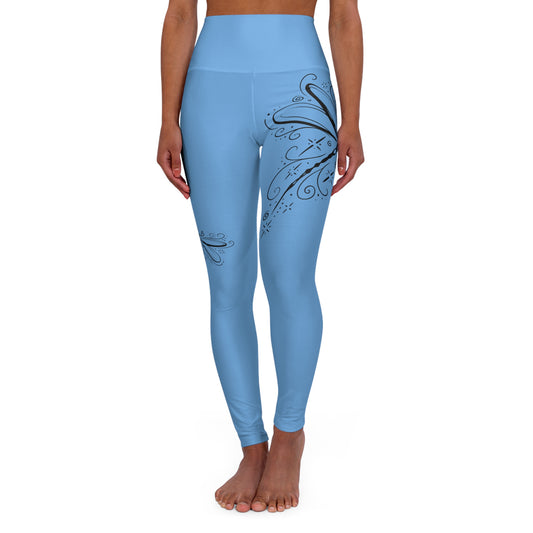 Pink Floral Swirl High-Waist Yoga Leggings