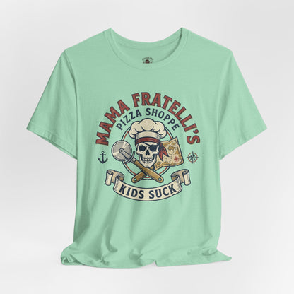 Kids Suck Pizza Tee — Mama Fratelli’s Pizza Shoppe Skull Graphic T-Shirt