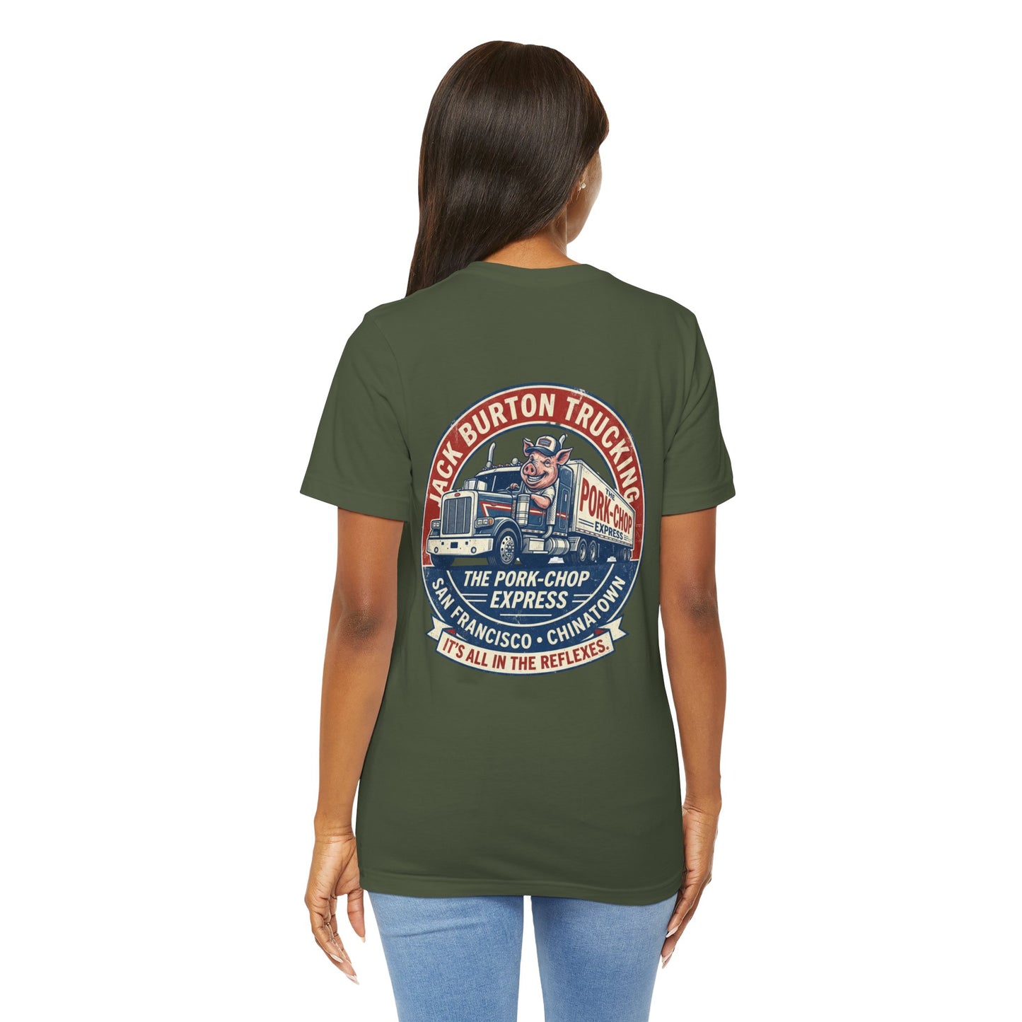 Truck Driver Graphic Tee — "Jack Burton Trucking: The Pork-Chop Express" Vintage San Francisco Design
