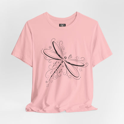 Dragonfly Line Art T-Shirt — Elegant Minimal Nature Tee