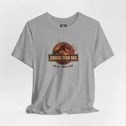 Jurassic Pork BBQ T-Shirt — Funny Dino Grilling Tee ("Jurassic Pork BBQ")