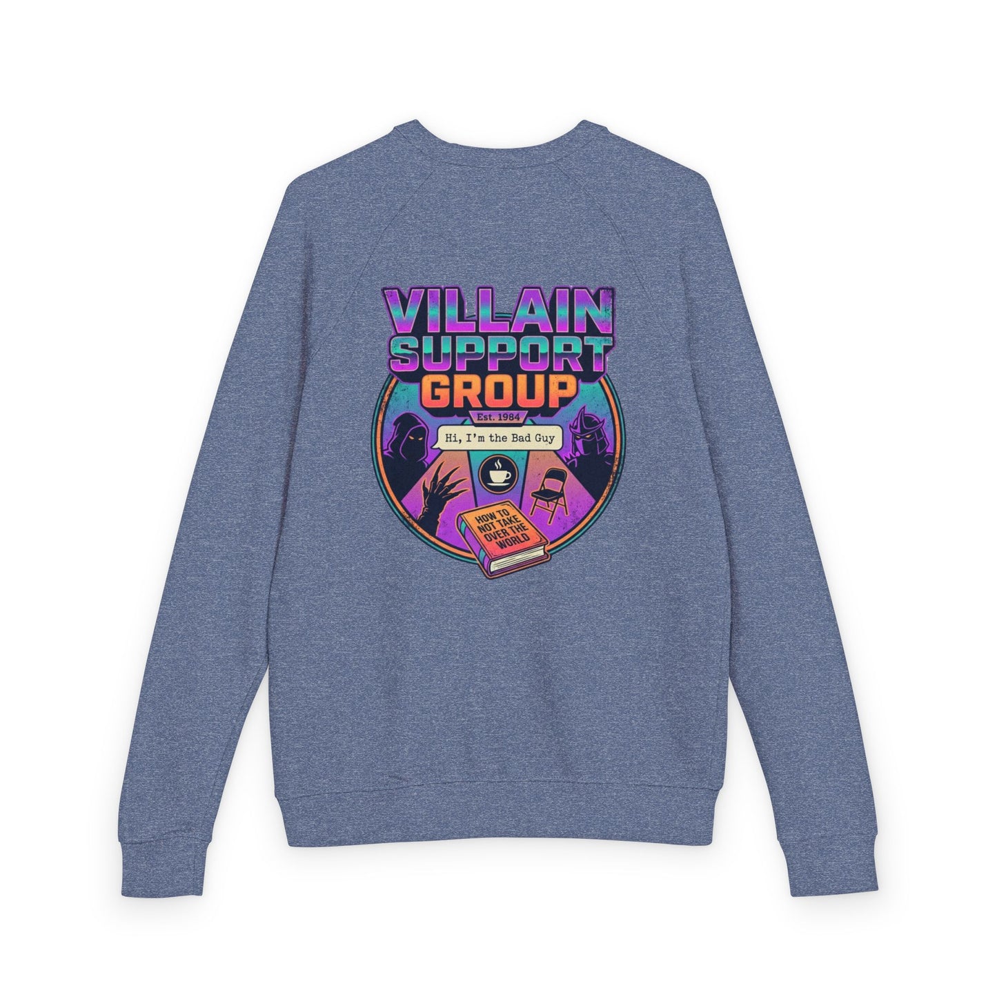 Villain Support Group Crewneck Sweatshirt – Retro Horror Comic Graphic
