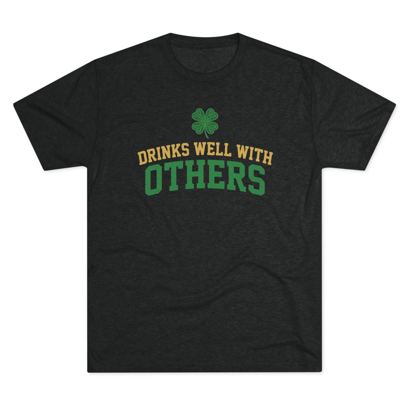 St. Patrick's Day 'Drinks Well With Others' Crew Tee — Shamrock Pub Party Shirt OddInk Seasonal Designs