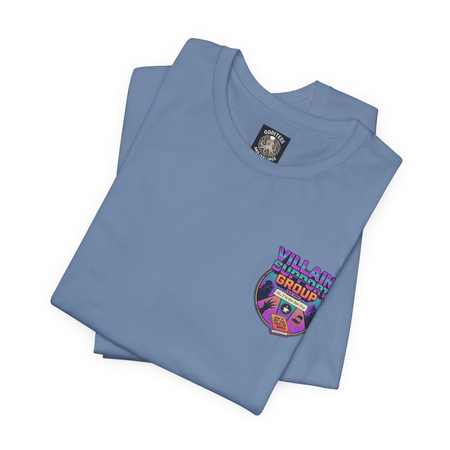 Villain Support Group Tee — Funny Supervillain Graphic T-Shirt