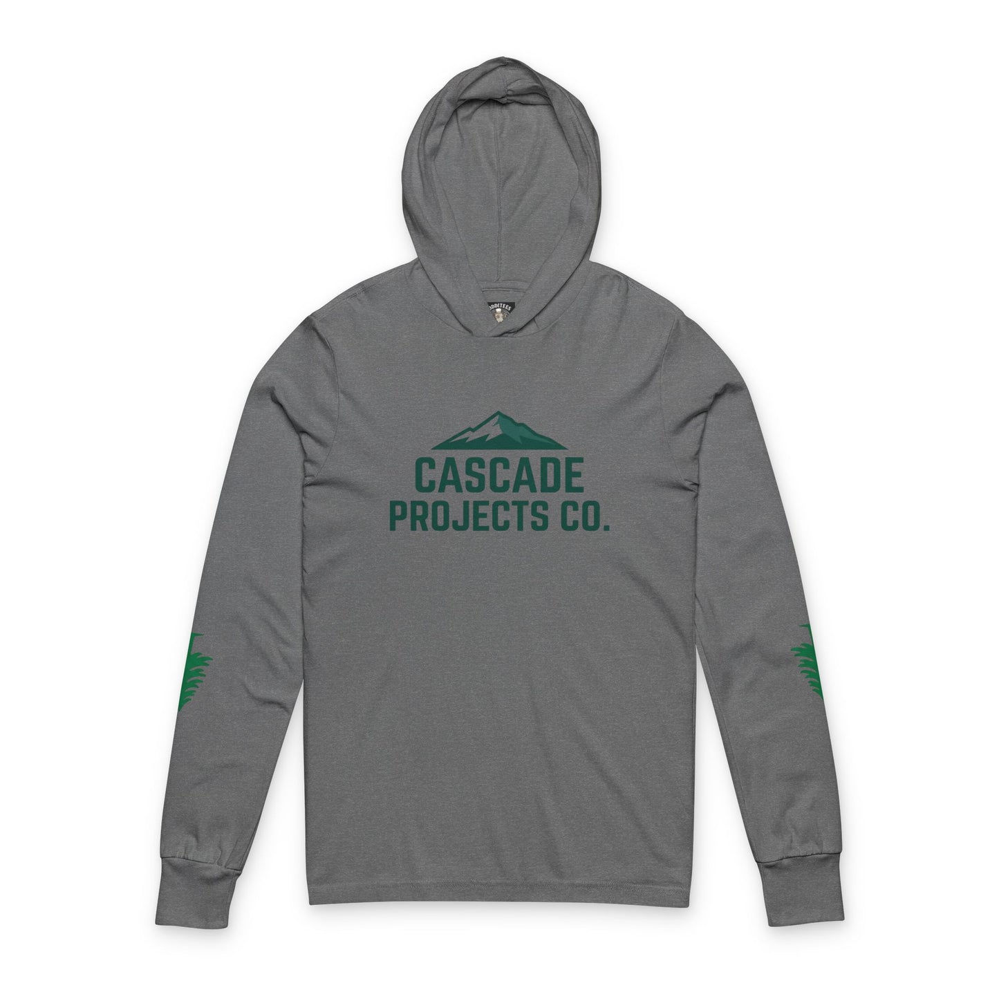 Hooded Long Sleeve Tee — Cascade Projects Co. Mountain & Tree Logo