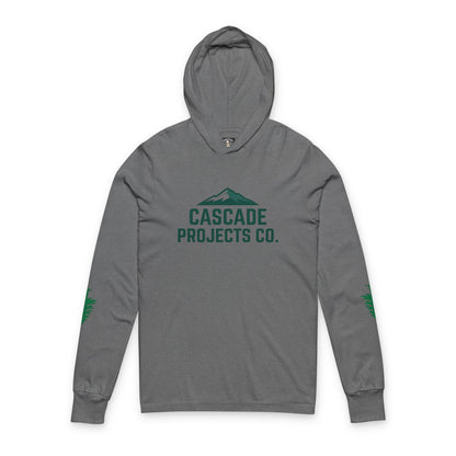 Hooded Long Sleeve Tee — Cascade Projects Co. Mountain & Tree Logo