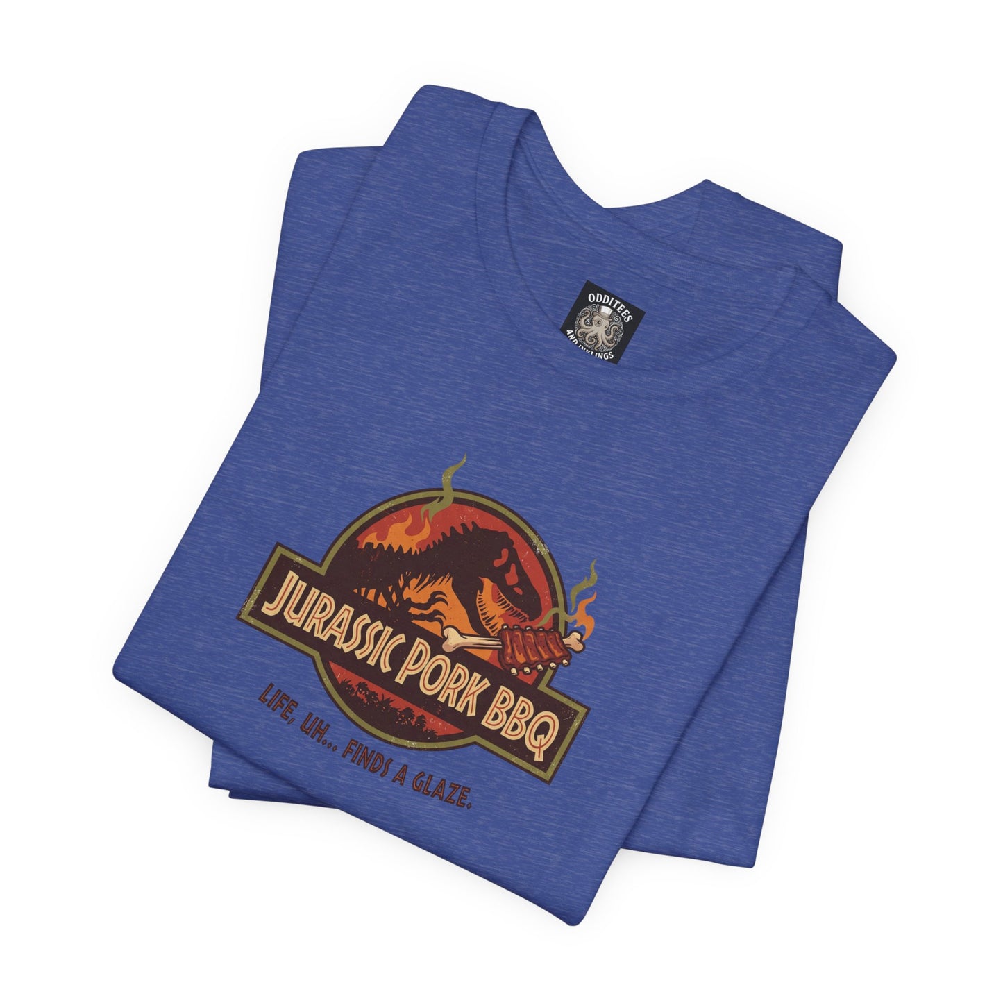 Jurassic Pork BBQ T-Shirt — Funny Dino Grilling Tee ("Jurassic Pork BBQ")