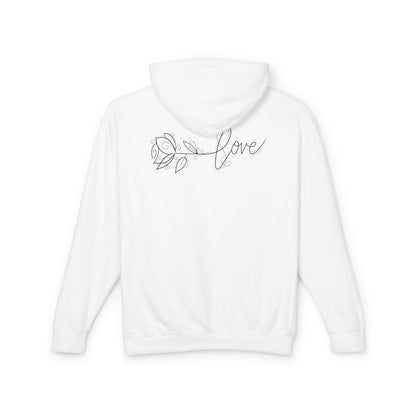 Love Floral Hoodie — Minimal Line Rose Hooded Sweatshirt