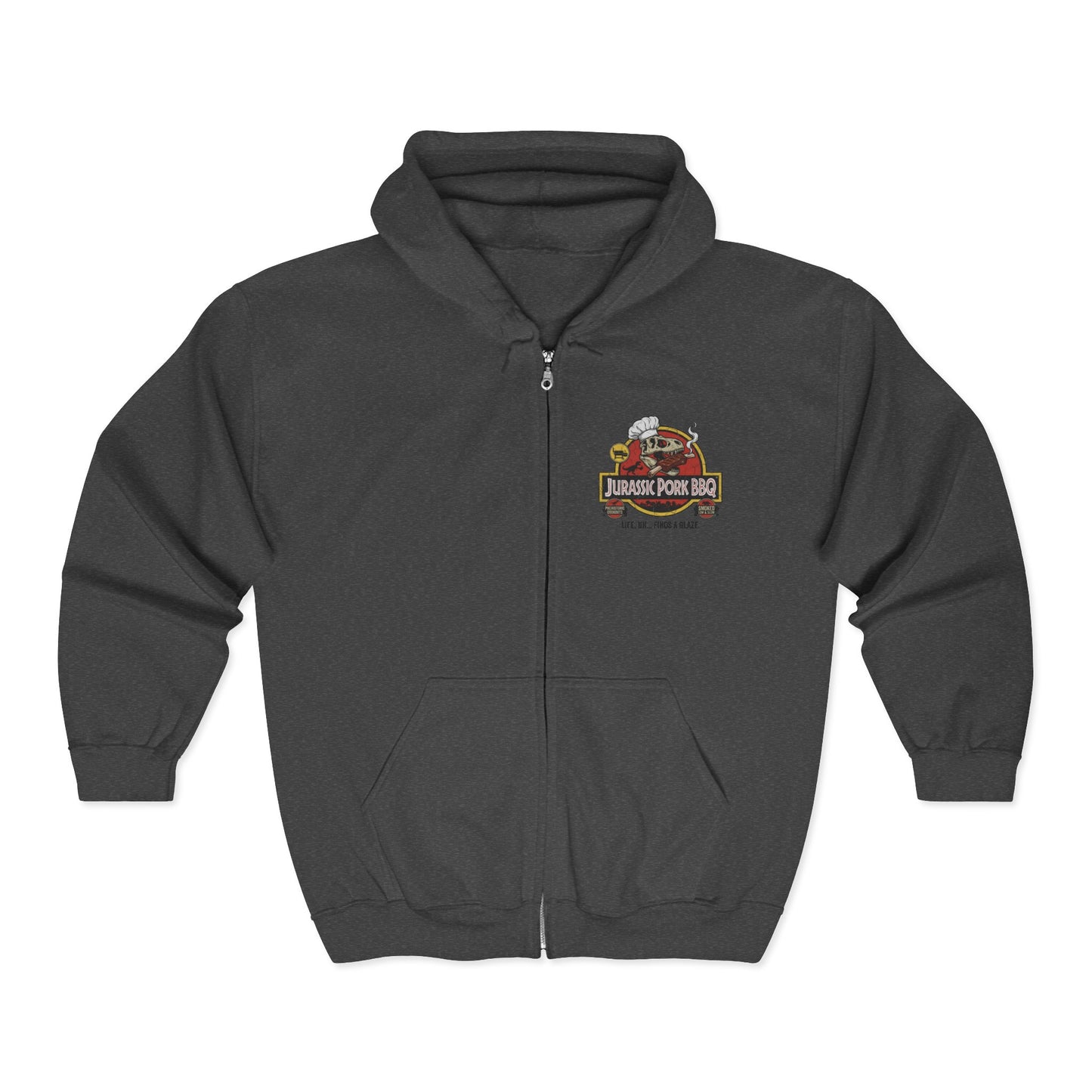 Jurassic Pork BBQ Zip-Up Hoodie — Franchise Owner Full-Zip Hoodie