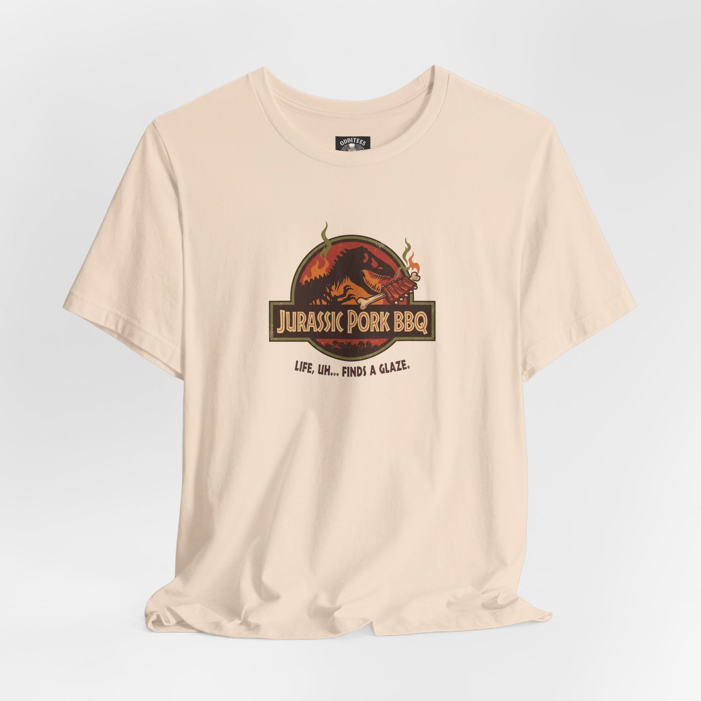 Jurassic Pork BBQ T-Shirt — Funny Dino Grilling Tee ("Jurassic Pork BBQ")