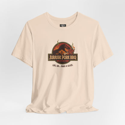 Jurassic Pork BBQ T-Shirt — Funny Dino Grilling Tee ("Jurassic Pork BBQ")