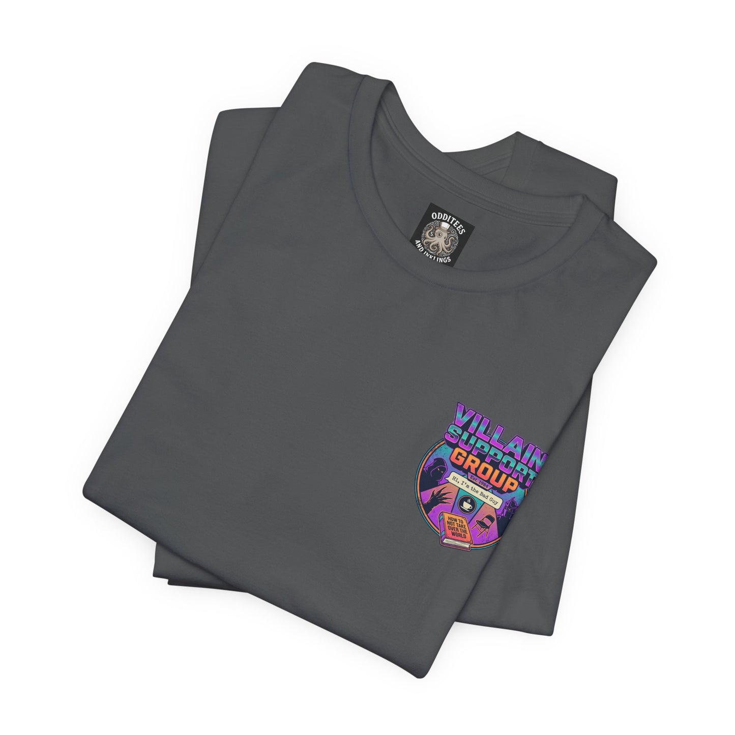 Villain Support Group Tee — Funny Supervillain Graphic T-Shirt