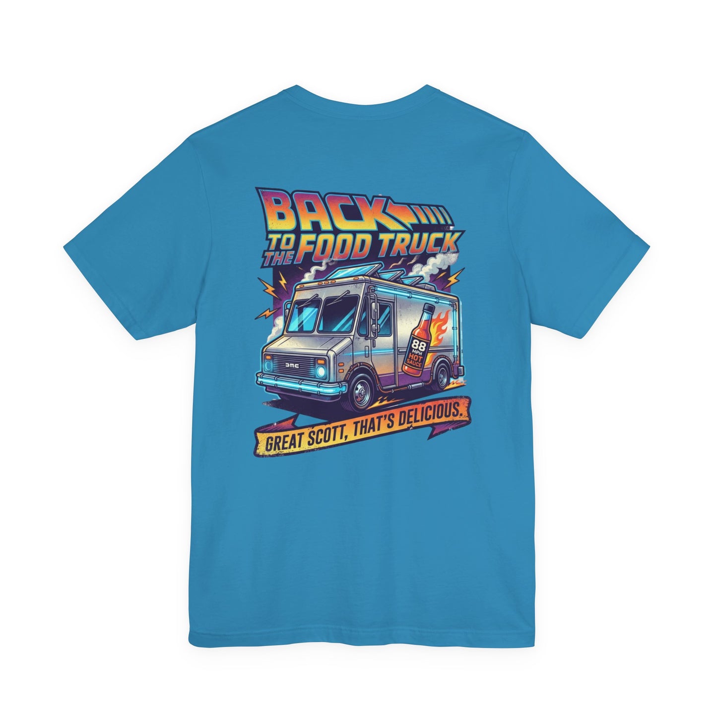 Back to the Food Truck Future Tee — 88mph Hot Sauce 80's Food Truck Graphic T-Shirt