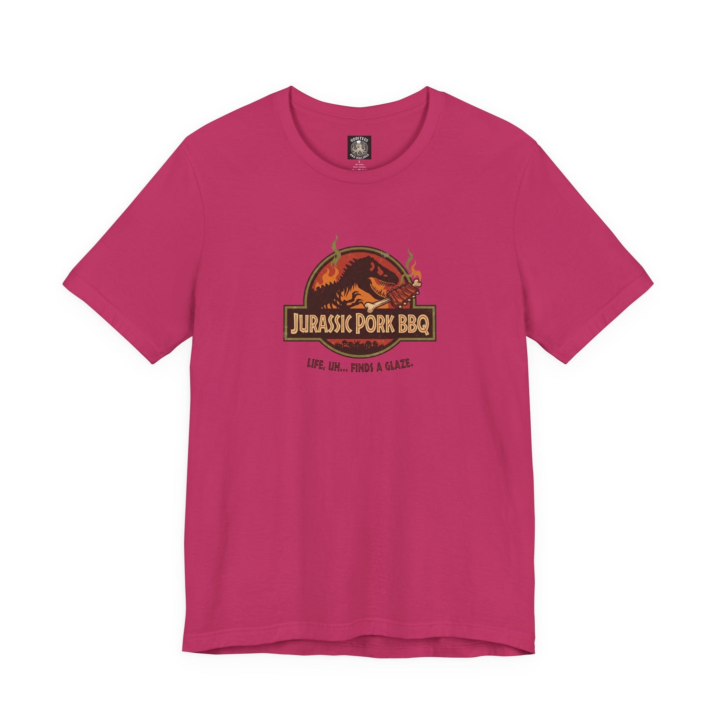 Jurassic Pork BBQ T-Shirt — Funny Dino Grilling Tee ("Jurassic Pork BBQ")
