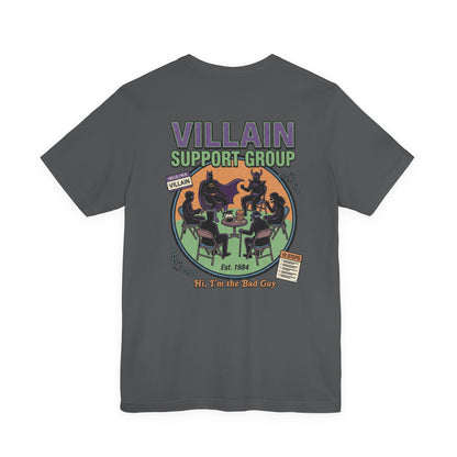 Villain Support Group Tee — Funny Supervillain Graphic T-Shirt