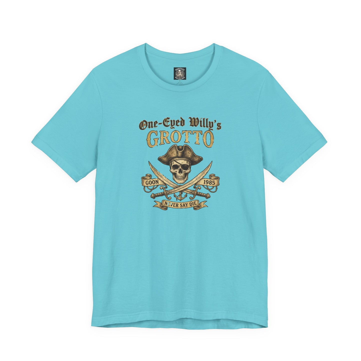 One-Eyed Willy's Grotto Pirate Skull T-Shirt — 80's Treasure Map Tee