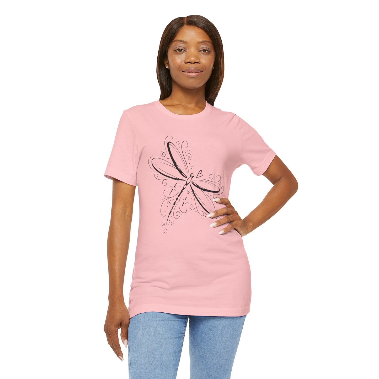 Dragonfly Line Art T-Shirt — Elegant Minimal Nature Tee