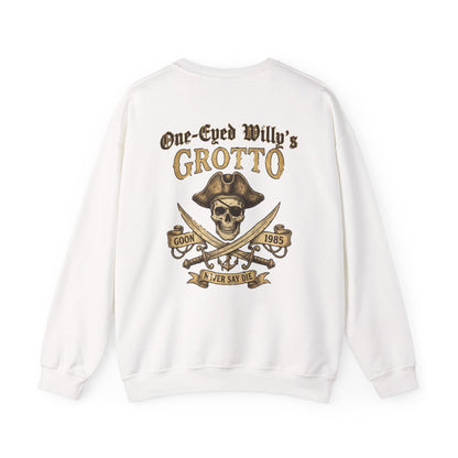 One-Eyed Willy’s Grotto Pirate Skull Crewneck Sweatshirt