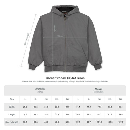 Men's Duck Cloth Hooded Work Jacket - Embroidered Pocket Accent