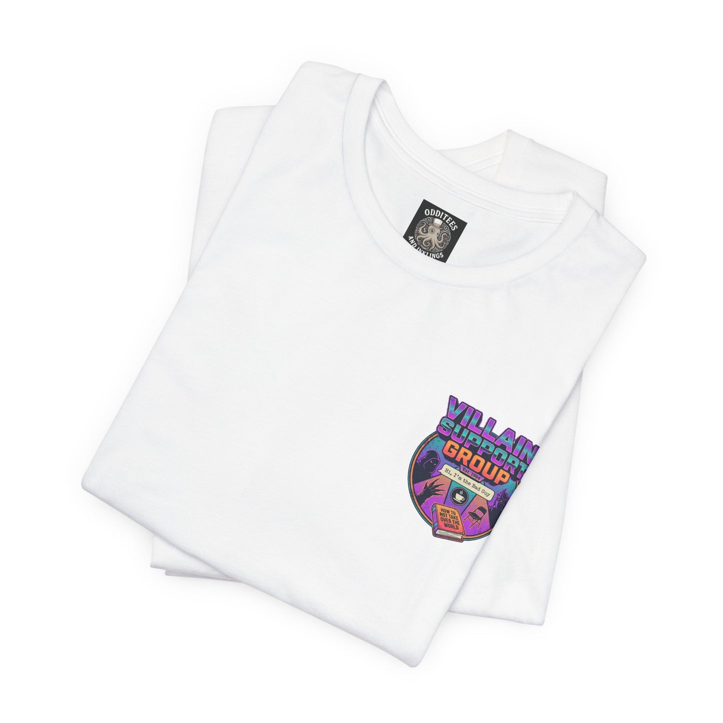 Villain Support Group Tee — Funny Supervillain Graphic T-Shirt