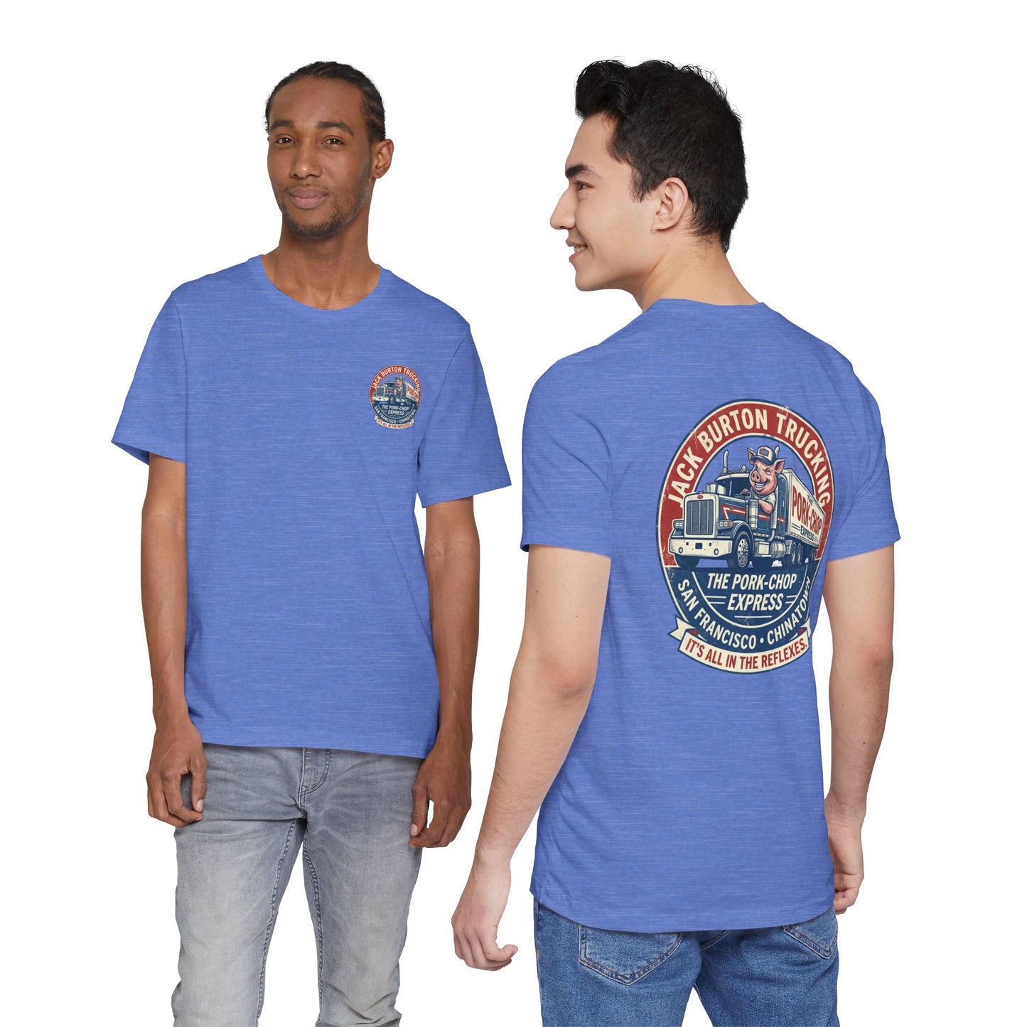 Truck Driver Graphic Tee — "Jack Burton Trucking: The Pork-Chop Express" Vintage San Francisco Design