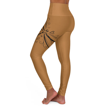 Dragonfly High-Waist Yoga Leggings - Iced Coffee