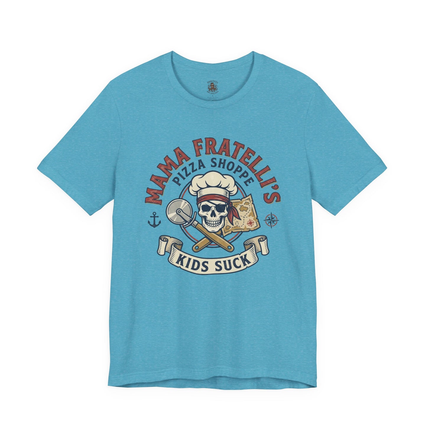 Kids Suck Pizza Tee — Mama Fratelli’s Pizza Shoppe Skull Graphic T-Shirt