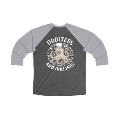 Octopus Logo Raglan Tee — "Odditees and Inklings" Retro Baseball Shirt
