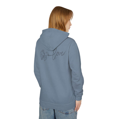 Love Floral Hoodie — Minimal Line Rose Hooded Sweatshirt