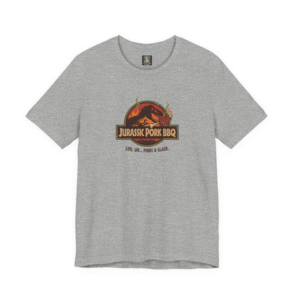 Jurassic Pork BBQ T-Shirt — Funny Dino Grilling Tee ("Jurassic Pork BBQ")