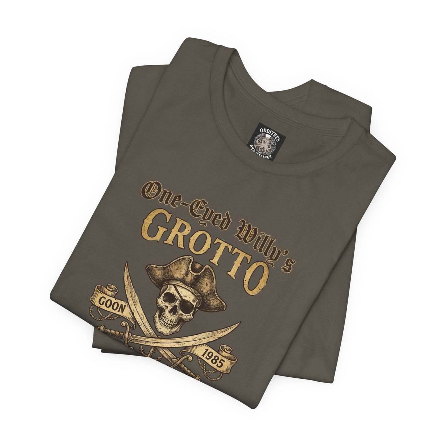 One-Eyed Willy's Grotto Pirate Skull T-Shirt — 80's Treasure Map Tee