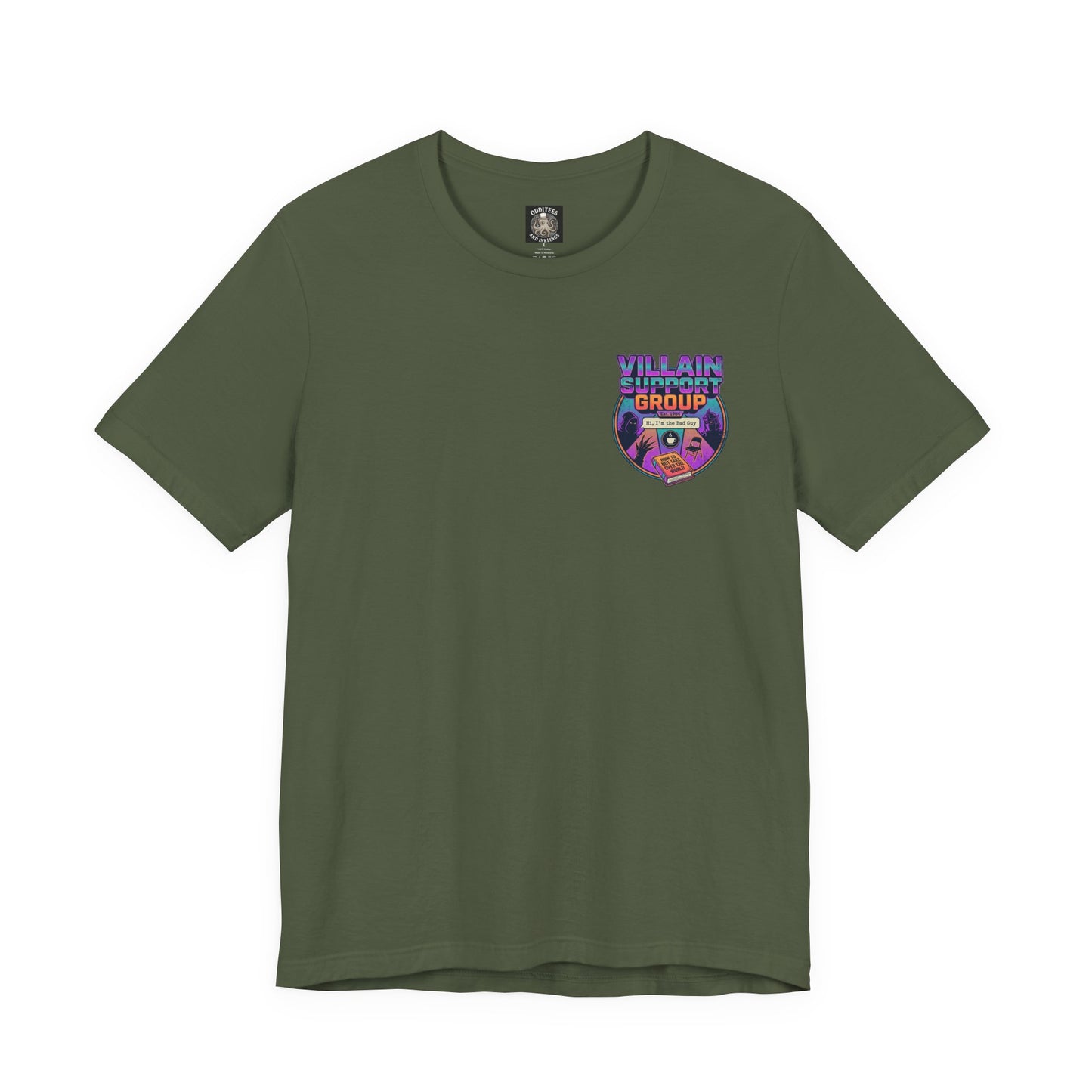 Villain Support Group T-Shirt — Funny Retro Supervillain Meetup Tee
