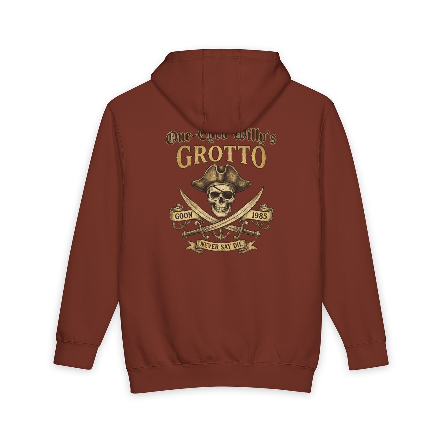 One-Eyed Willy's Grotto Treasure Hunt Hoodie — Vintage Nautical Pullover Hooded Sweatshirt