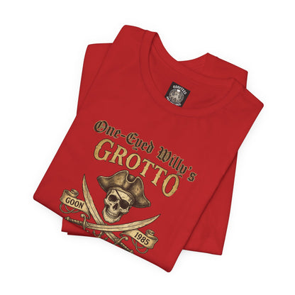 One-Eyed Willy's Grotto Pirate Skull T-Shirt — 80's Treasure Map Tee