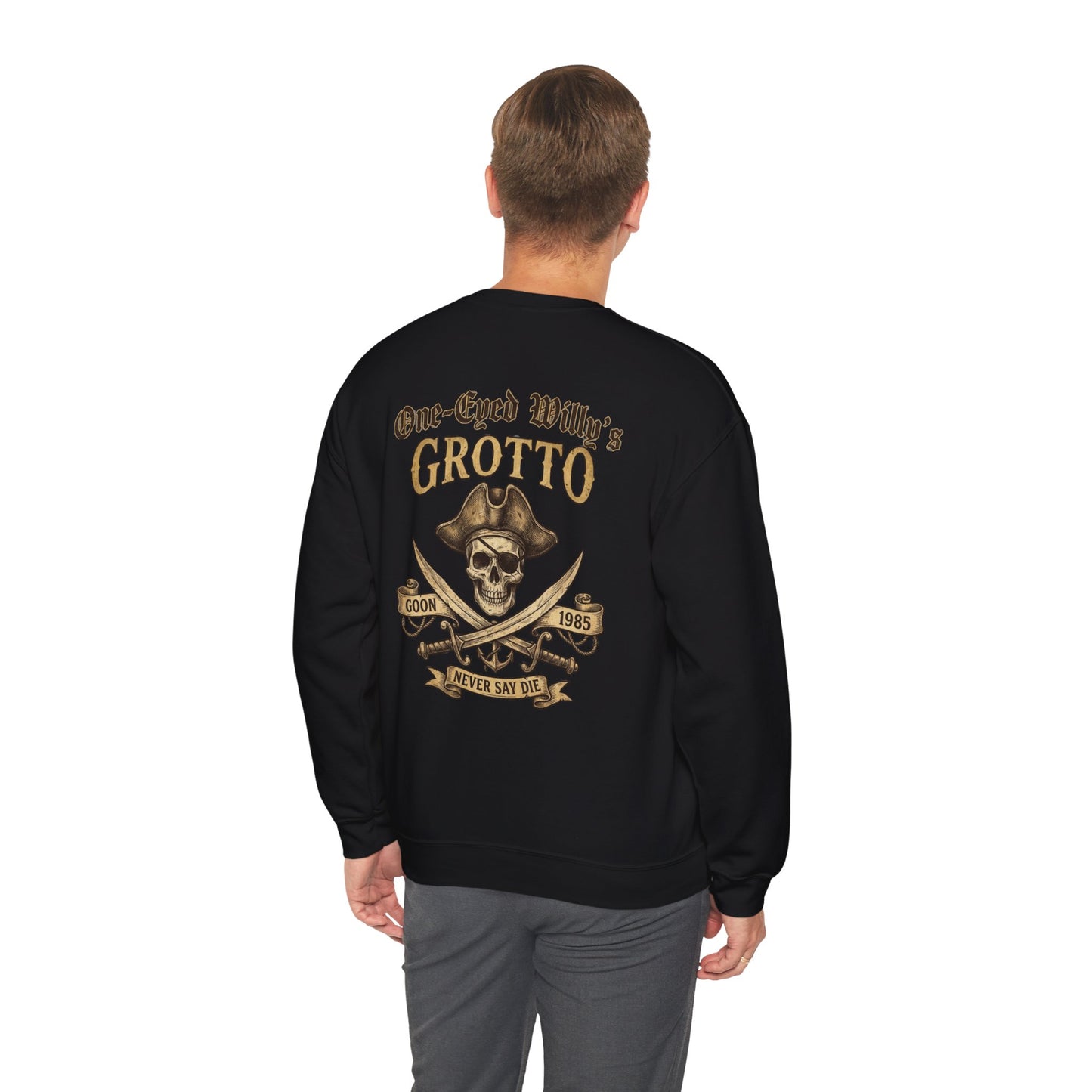 One-Eyed Willy’s Grotto Pirate Skull Crewneck Sweatshirt
