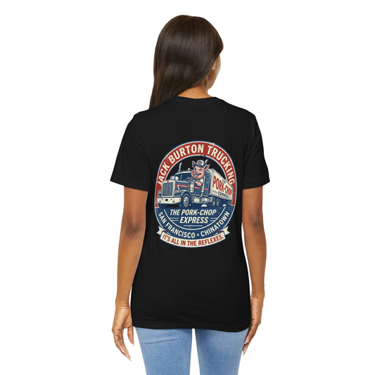 Truck Driver Graphic Tee — "Jack Burton Trucking: The Pork-Chop Express" Vintage San Francisco Design