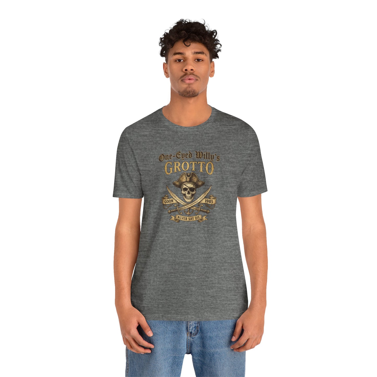 One-Eyed Willy's Grotto Pirate Skull T-Shirt — 80's Treasure Map Tee