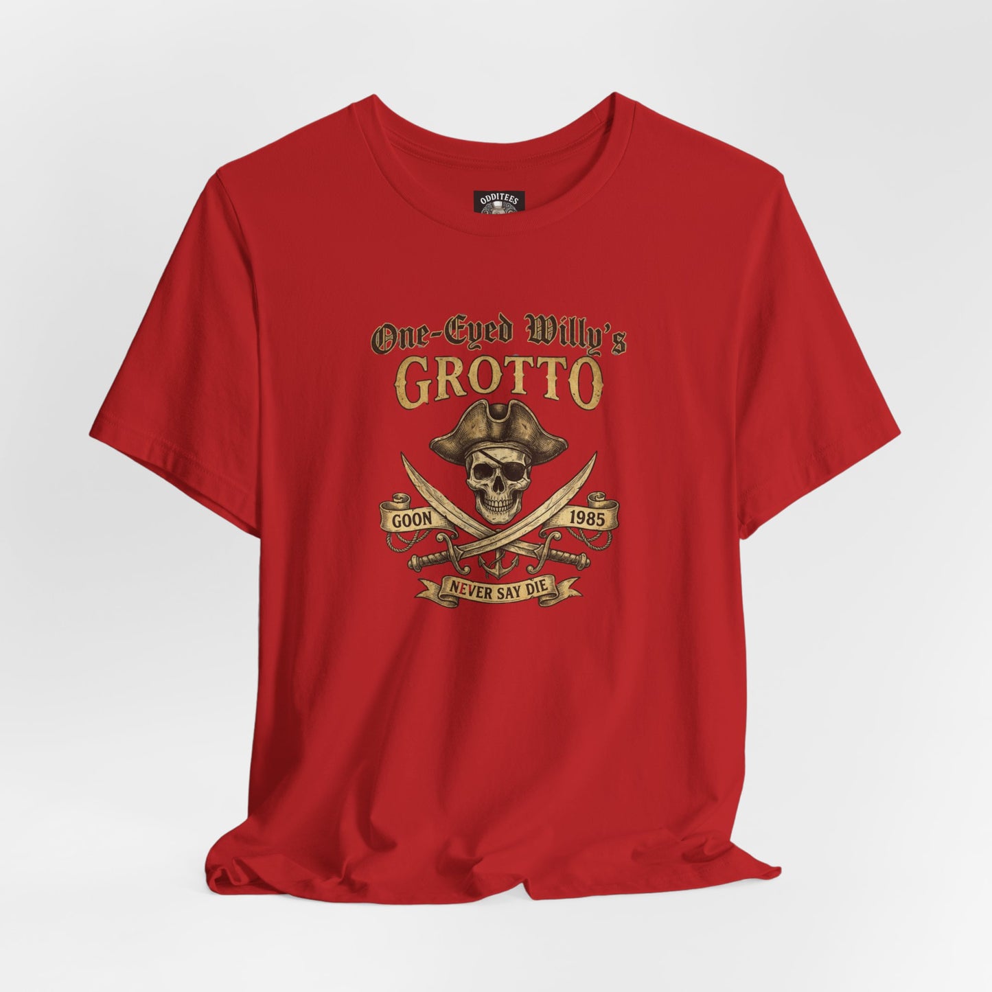 One-Eyed Willy's Grotto Pirate Skull T-Shirt — 80's Treasure Map Tee