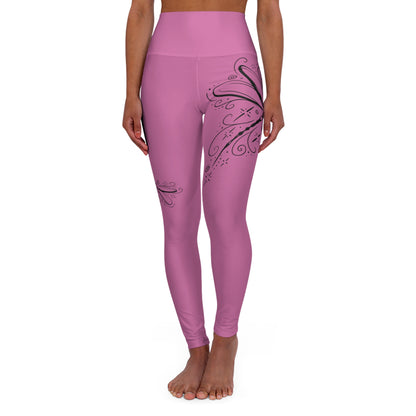 Pink Floral Swirl High-Waist Yoga Leggings
