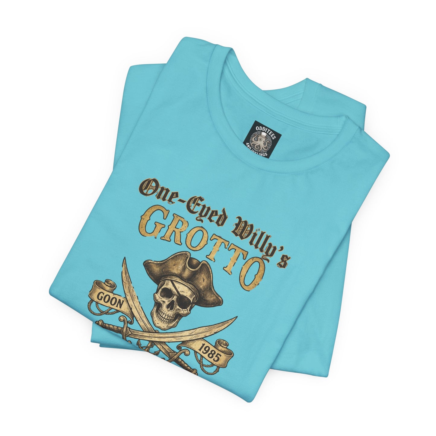 One-Eyed Willy's Grotto Pirate Skull T-Shirt — 80's Treasure Map Tee