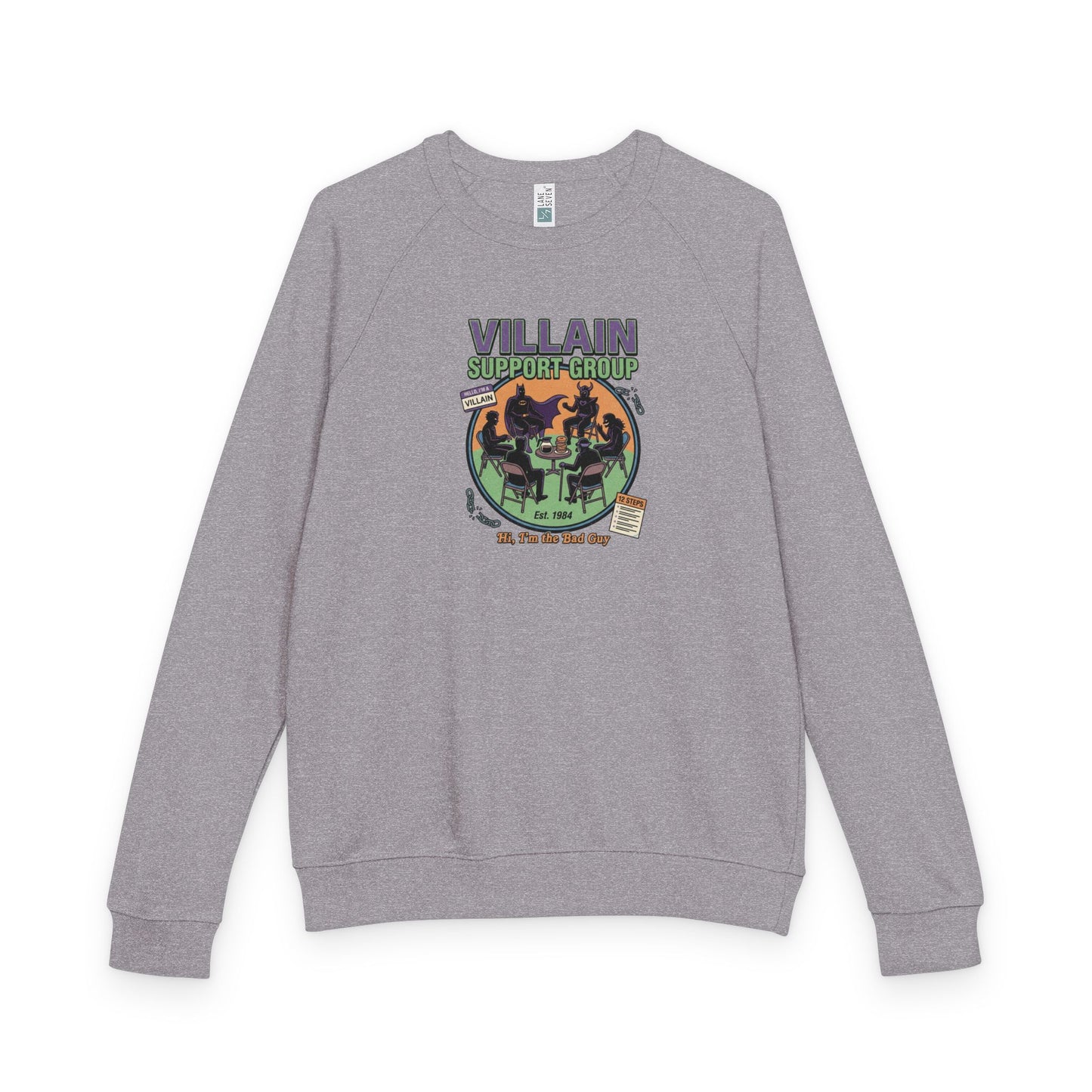 Villain Support Group Crewneck Sweatshirt – Retro Horror Comic Graphic