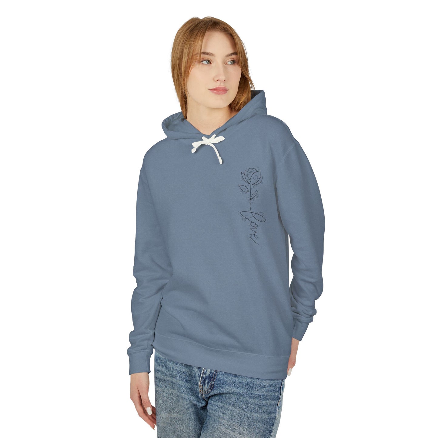 Love Floral Hoodie — Minimal Line Rose Hooded Sweatshirt