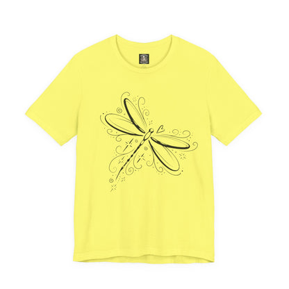 Dragonfly Line Art T-Shirt — Elegant Minimal Nature Tee