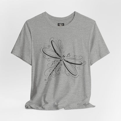 Dragonfly Line Art T-Shirt — Elegant Minimal Nature Tee