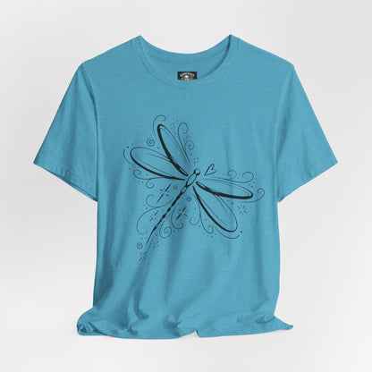 Dragonfly Line Art T-Shirt — Elegant Minimal Nature Tee