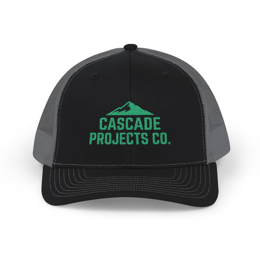 Embroidered Trucker Cap — Cascade Projects Co. Mountain Logo