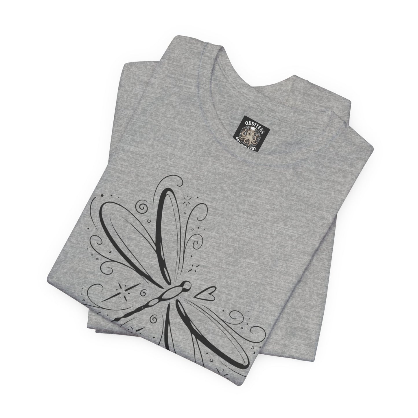 Dragonfly Line Art T-Shirt — Elegant Minimal Nature Tee