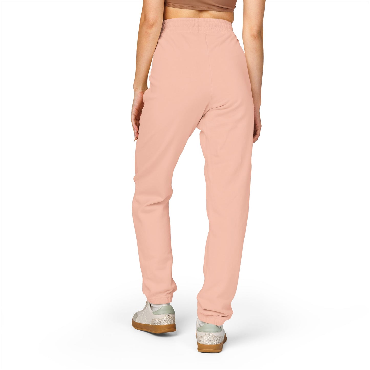 Rose Script Sweatpants — Garment-Dyed Fleece Joggers with Rose & "Love" Script