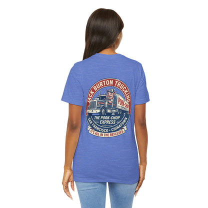 Truck Driver Graphic Tee — "Jack Burton Trucking: The Pork-Chop Express" Vintage San Francisco Design